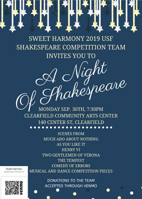 Sweet Harmony's SUU Shakespeare Competition Team 2019